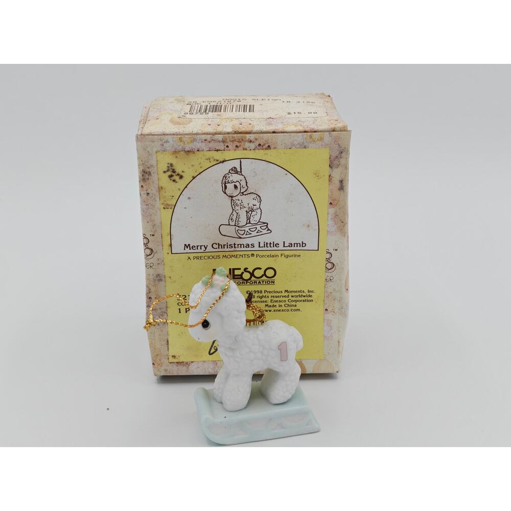 Precious Moments 521078 Merry Christmas Little Lamb Figurine‎ Enesco 1998